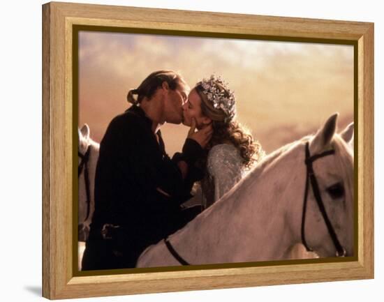 Buttercup and Westley Kissing on Horseback-null-Framed Stretched Canvas