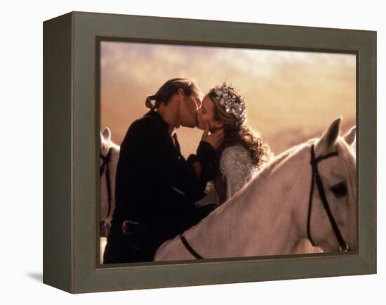 Buttercup and Westley Kissing on Horseback-null-Framed Stretched Canvas