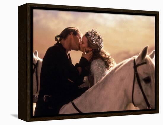 Buttercup and Westley Kissing on Horseback-null-Framed Stretched Canvas