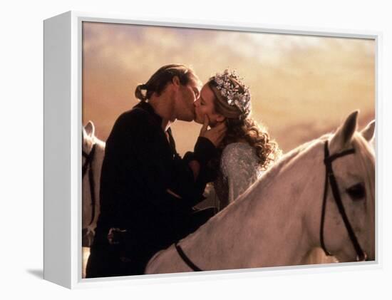 Buttercup and Westley Kissing on Horseback-null-Framed Stretched Canvas