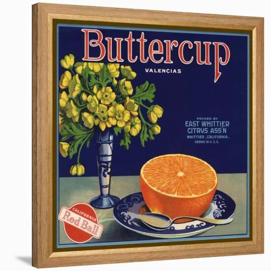 Buttercup Brand - Whittier, California - Citrus Crate Label-Lantern Press-Framed Stretched Canvas