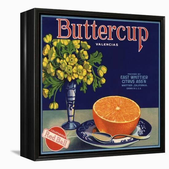 Buttercup Brand - Whittier, California - Citrus Crate Label-Lantern Press-Framed Stretched Canvas