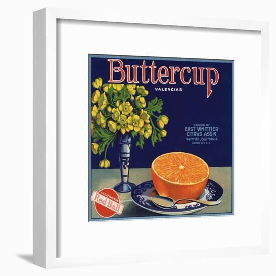 Buttercup Brand - Whittier, California - Citrus Crate Label-Lantern Press-Framed Art Print