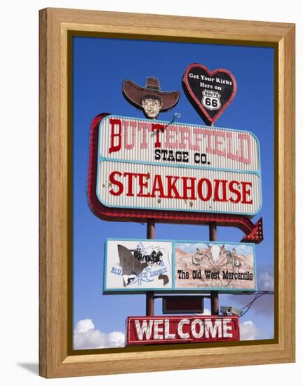 Butterfield Steakhouse Sign, Holbrook City, Route 66, Arizona, USA-Richard Cummins-Framed Premier Image Canvas