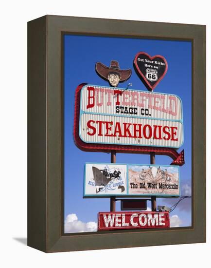 Butterfield Steakhouse Sign, Holbrook City, Route 66, Arizona, USA-Richard Cummins-Framed Premier Image Canvas