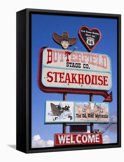 Butterfield Steakhouse Sign, Holbrook City, Route 66, Arizona, USA-Richard Cummins-Framed Premier Image Canvas