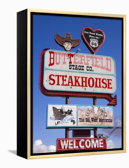 Butterfield Steakhouse Sign, Holbrook City, Route 66, Arizona, USA-Richard Cummins-Framed Premier Image Canvas