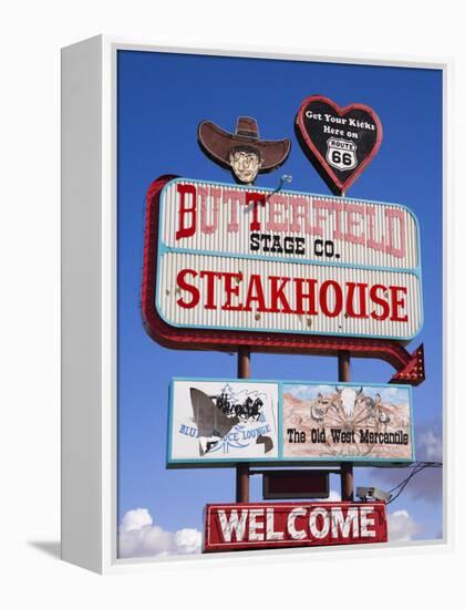 Butterfield Steakhouse Sign, Holbrook City, Route 66, Arizona, USA-Richard Cummins-Framed Premier Image Canvas