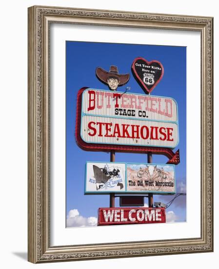 Butterfield Steakhouse Sign, Holbrook City, Route 66, Arizona, USA-Richard Cummins-Framed Photographic Print