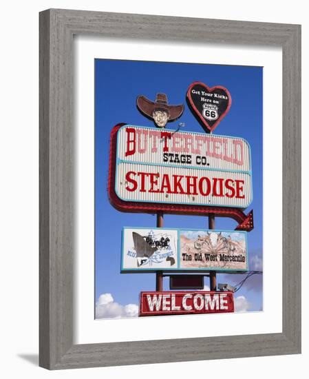 Butterfield Steakhouse Sign, Holbrook City, Route 66, Arizona, USA-Richard Cummins-Framed Photographic Print