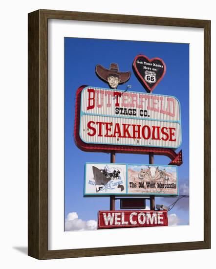 Butterfield Steakhouse Sign, Holbrook City, Route 66, Arizona, USA-Richard Cummins-Framed Photographic Print