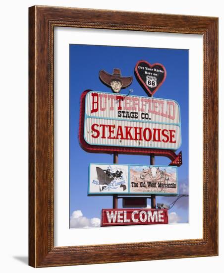 Butterfield Steakhouse Sign, Holbrook City, Route 66, Arizona, USA-Richard Cummins-Framed Photographic Print