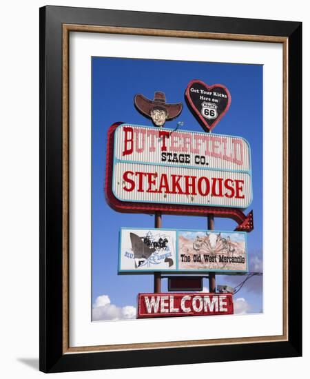 Butterfield Steakhouse Sign, Holbrook City, Route 66, Arizona, USA-Richard Cummins-Framed Photographic Print