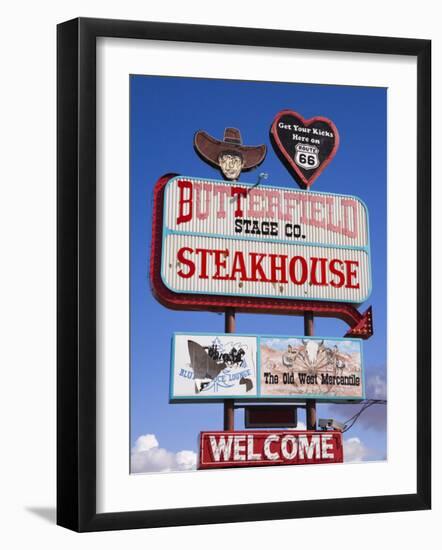 Butterfield Steakhouse Sign, Holbrook City, Route 66, Arizona, USA-Richard Cummins-Framed Photographic Print