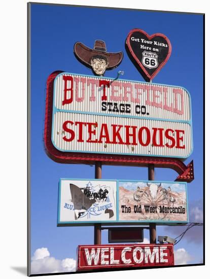 Butterfield Steakhouse Sign, Holbrook City, Route 66, Arizona, USA-Richard Cummins-Mounted Photographic Print