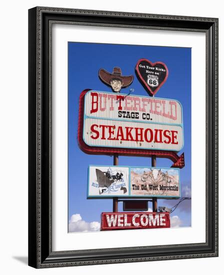 Butterfield Steakhouse Sign, Holbrook City, Route 66, Arizona, USA-Richard Cummins-Framed Photographic Print