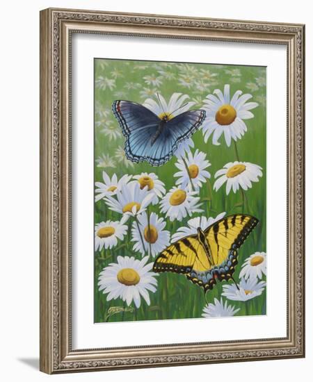 Butterflies and Daisies-Fred Szatkowski-Framed Art Print