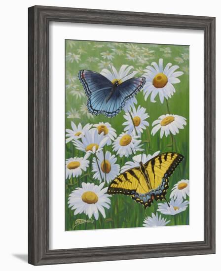 Butterflies and Daisies-Fred Szatkowski-Framed Art Print