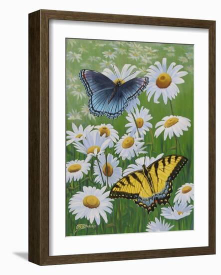 Butterflies and Daisies-Fred Szatkowski-Framed Art Print