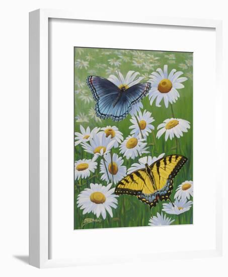 Butterflies and Daisies-Fred Szatkowski-Framed Art Print