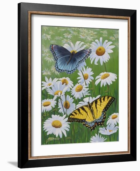 Butterflies and Daisies-Fred Szatkowski-Framed Art Print