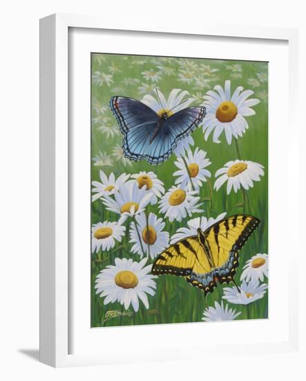 Butterflies and Daisies-Fred Szatkowski-Framed Art Print