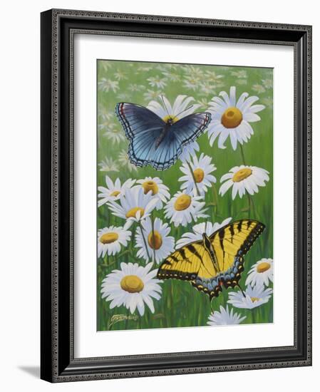 Butterflies and Daisies-Fred Szatkowski-Framed Art Print