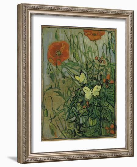 Butterflies and Poppies-Vincent van Gogh-Framed Premium Giclee Print