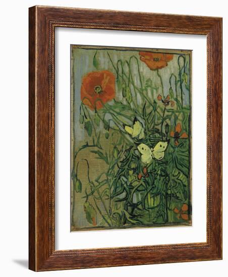 Butterflies and Poppies-Vincent van Gogh-Framed Premium Giclee Print