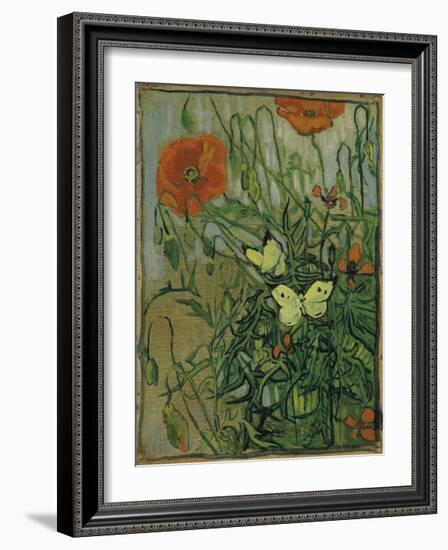 Butterflies and Poppies-Vincent van Gogh-Framed Premium Giclee Print