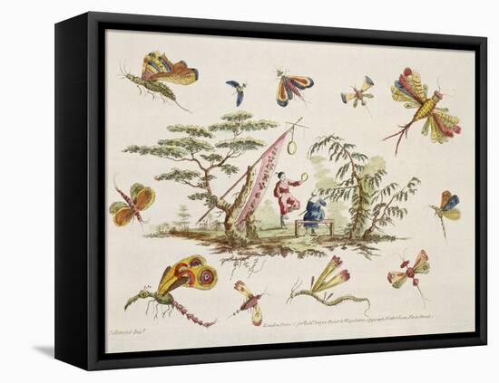 Butterflies and Two Central Figures-Jean Baptiste Pillement-Framed Premier Image Canvas