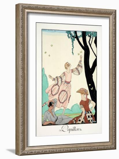 Butterflies, from 'Falbalas and Fanfreluches, Almanach des Modes Présentes,-Georges Barbier-Framed Giclee Print