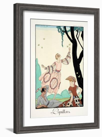 Butterflies, from 'Falbalas and Fanfreluches, Almanach des Modes Présentes,-Georges Barbier-Framed Giclee Print