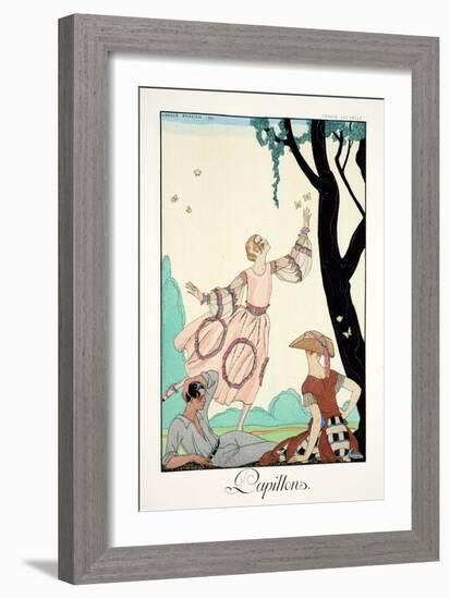 Butterflies, from 'Falbalas and Fanfreluches, Almanach des Modes Présentes,-Georges Barbier-Framed Giclee Print