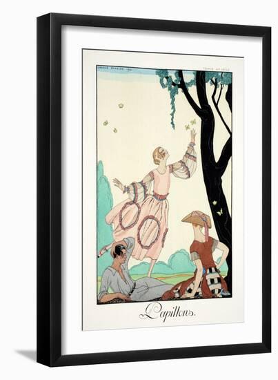 Butterflies, from 'Falbalas and Fanfreluches, Almanach des Modes Présentes,-Georges Barbier-Framed Giclee Print
