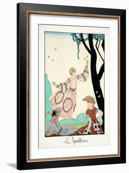 Butterflies, from 'Falbalas and Fanfreluches, Almanach des Modes Présentes,-Georges Barbier-Framed Giclee Print