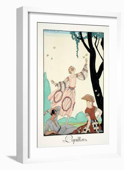 Butterflies, from 'Falbalas and Fanfreluches, Almanach des Modes Présentes,-Georges Barbier-Framed Giclee Print