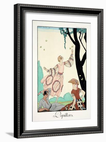 Butterflies, from 'Falbalas and Fanfreluches, Almanach des Modes Présentes,-Georges Barbier-Framed Giclee Print