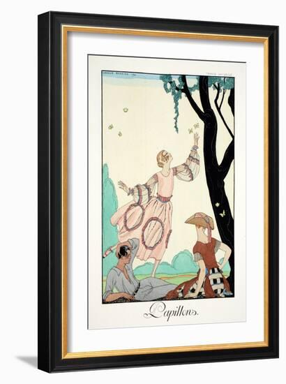 Butterflies, from 'Falbalas and Fanfreluches, Almanach des Modes Présentes,-Georges Barbier-Framed Giclee Print