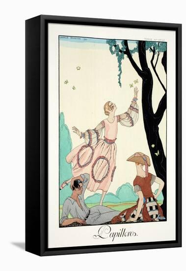 Butterflies, from 'Falbalas and Fanfreluches, Almanach des Modes Présentes,-Georges Barbier-Framed Premier Image Canvas