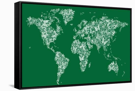 Butterflies Map of the World Map-Michael Tompsett-Framed Stretched Canvas