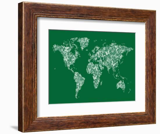 Butterflies Map of the World Map-Michael Tompsett-Framed Art Print