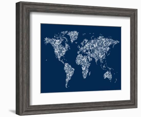 Butterflies Map of the World Map-Michael Tompsett-Framed Art Print