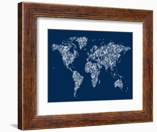 Butterflies Map of the World Map-Michael Tompsett-Framed Art Print