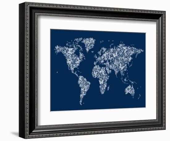 Butterflies Map of the World Map-Michael Tompsett-Framed Art Print