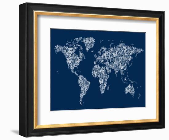 Butterflies Map of the World Map-Michael Tompsett-Framed Art Print