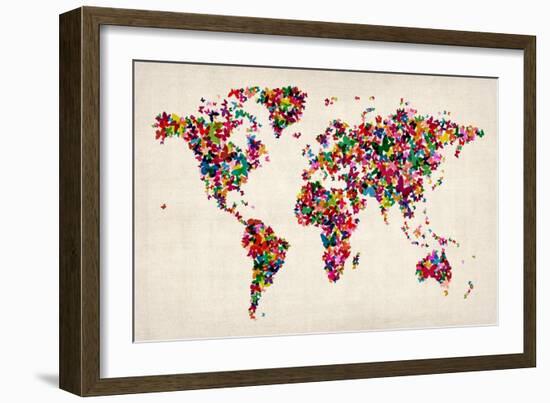 Butterflies Map of the World-Michael Tompsett-Framed Art Print