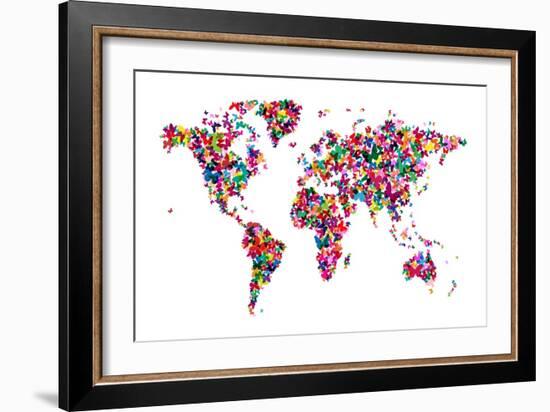 Butterflies Map of the World-Michael Tompsett-Framed Art Print