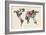 Butterflies Map of the World-Michael Tompsett-Framed Art Print