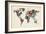 Butterflies Map of the World-Michael Tompsett-Framed Art Print